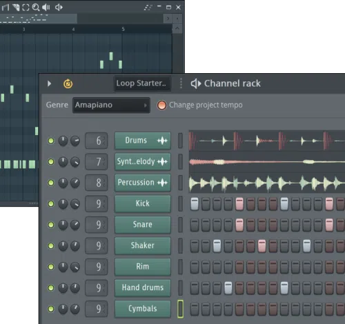 FL Studio Channel Rack with step sequencer pads