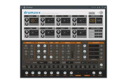 Drumaxx drum synthesizer interface